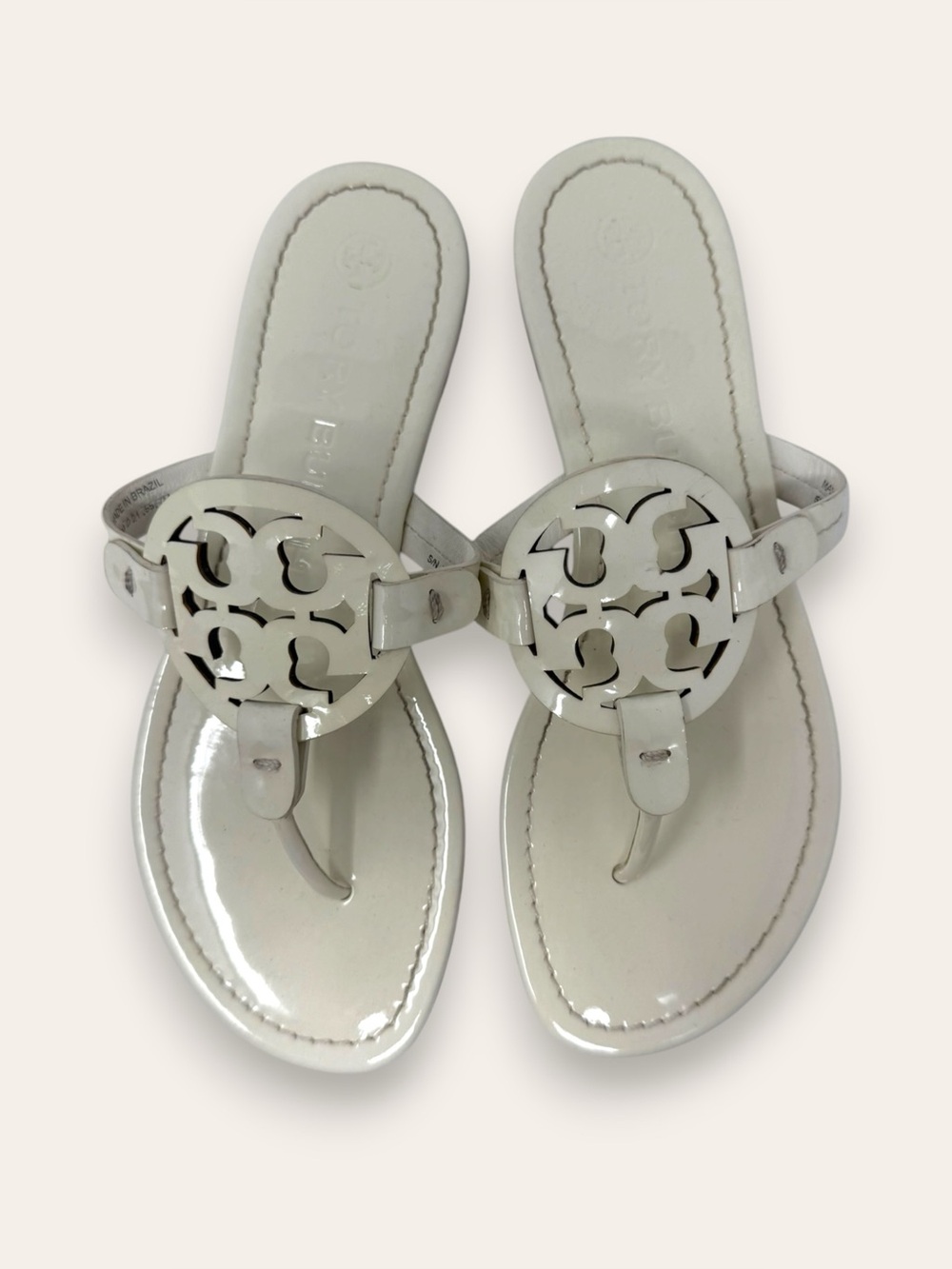 Tory Burch Patent Leather Miller Thong Sandal White 7 Women’s